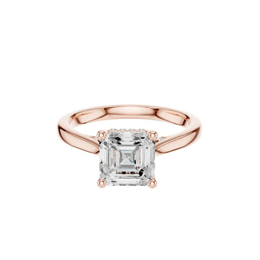 Asscher Cut Moissanite Diamond Solitaire Engagement Ring - View 2