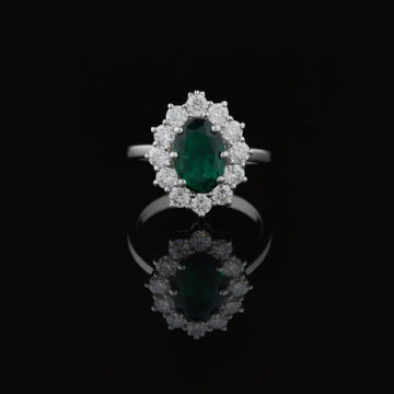 Oval Halo Ring With Green Lab Diamond