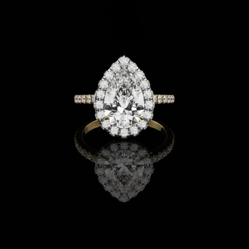 Classic Pear Halo Moissanite Diamond Ring
