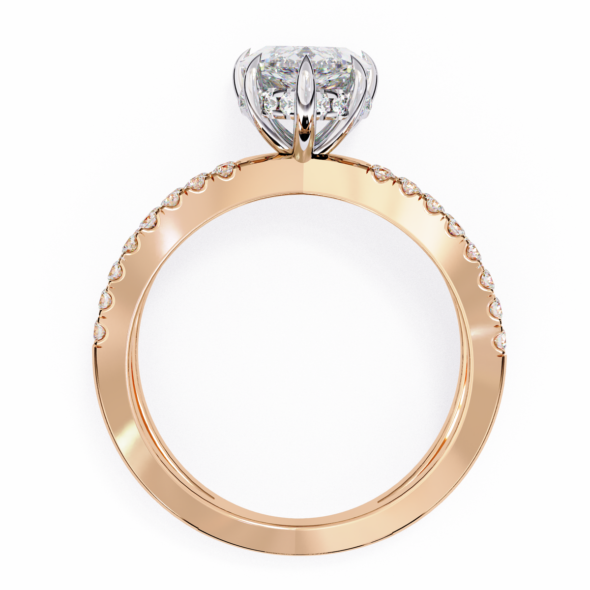 Rose gold ring with a diamond 