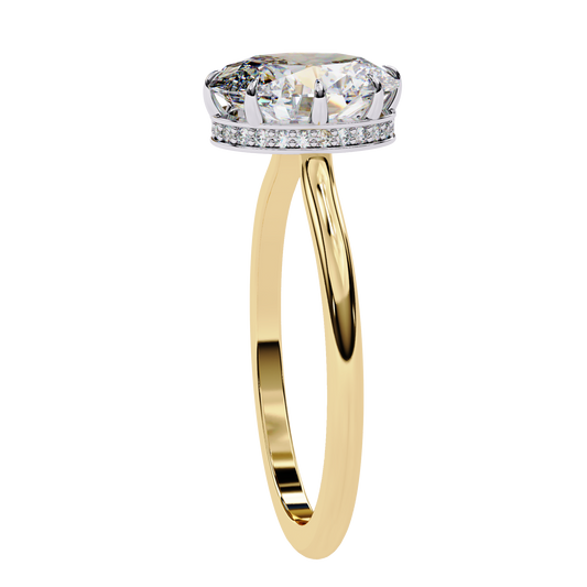 Hidden Pave Halo Oval Cut Moissanite Diamond Daily Wear Women Ring - View 2