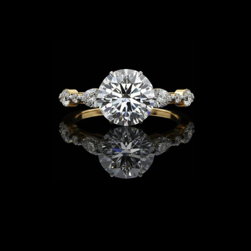 Round Lab Diamond Wedding Ring With Marquise Side Stones