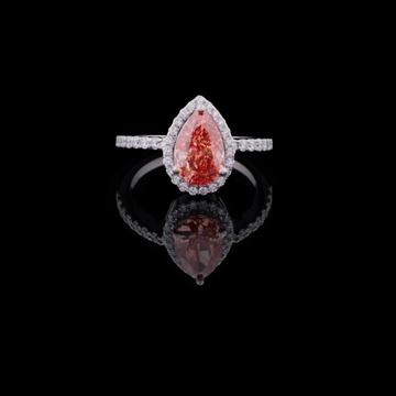Fancy Vivid Orange Pear Cut Lab Diamond Halo Ring