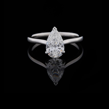 Solitaire Pear Cut Moissanite Diamond Engagement Ring