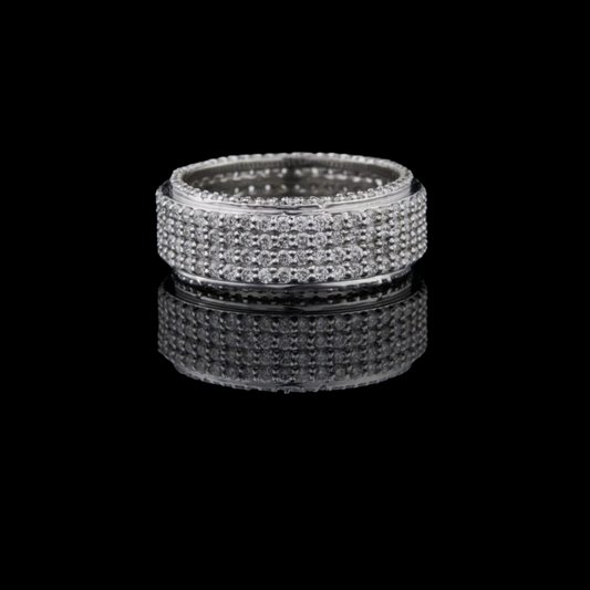 Round Cut Moissanite Diamond Men's Full Eternity Micro Pave Wedding Band