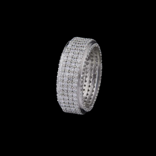 Round Cut Moissanite Diamond Men's Full Eternity Micro Pave Wedding Band - View 2