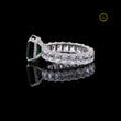 Green Radiant Moissanite Diamond Wedding Band With Side Stone Eternity Ring - View 3