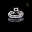 Green Radiant Moissanite Diamond Wedding Band With Side Stone Eternity Ring - View 4