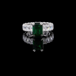 Green Radiant Moissanite Diamond Wedding Band With Side Stone Eternity Ring
