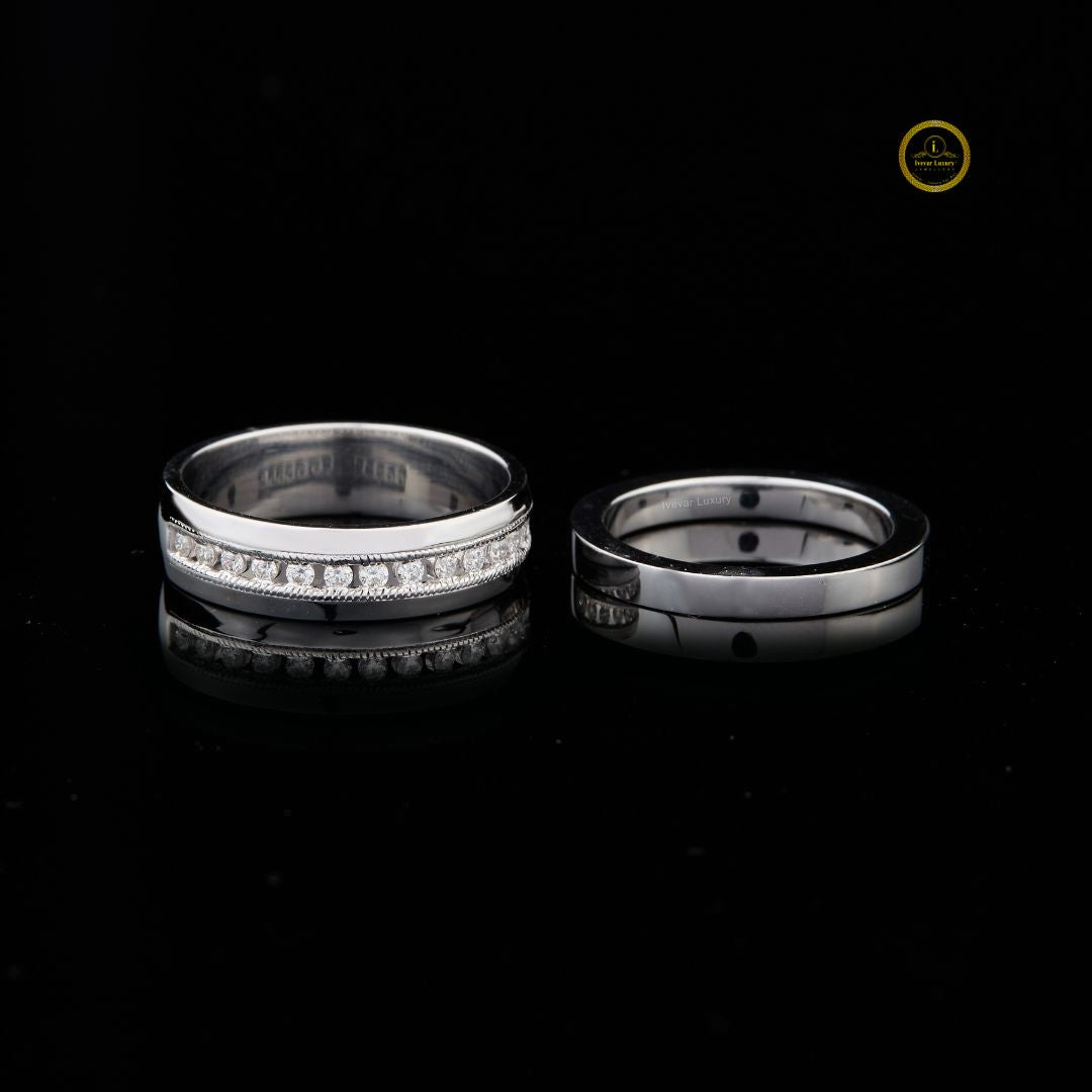 Round Moissanite Diamond Channel Set Wedding Band - View 4