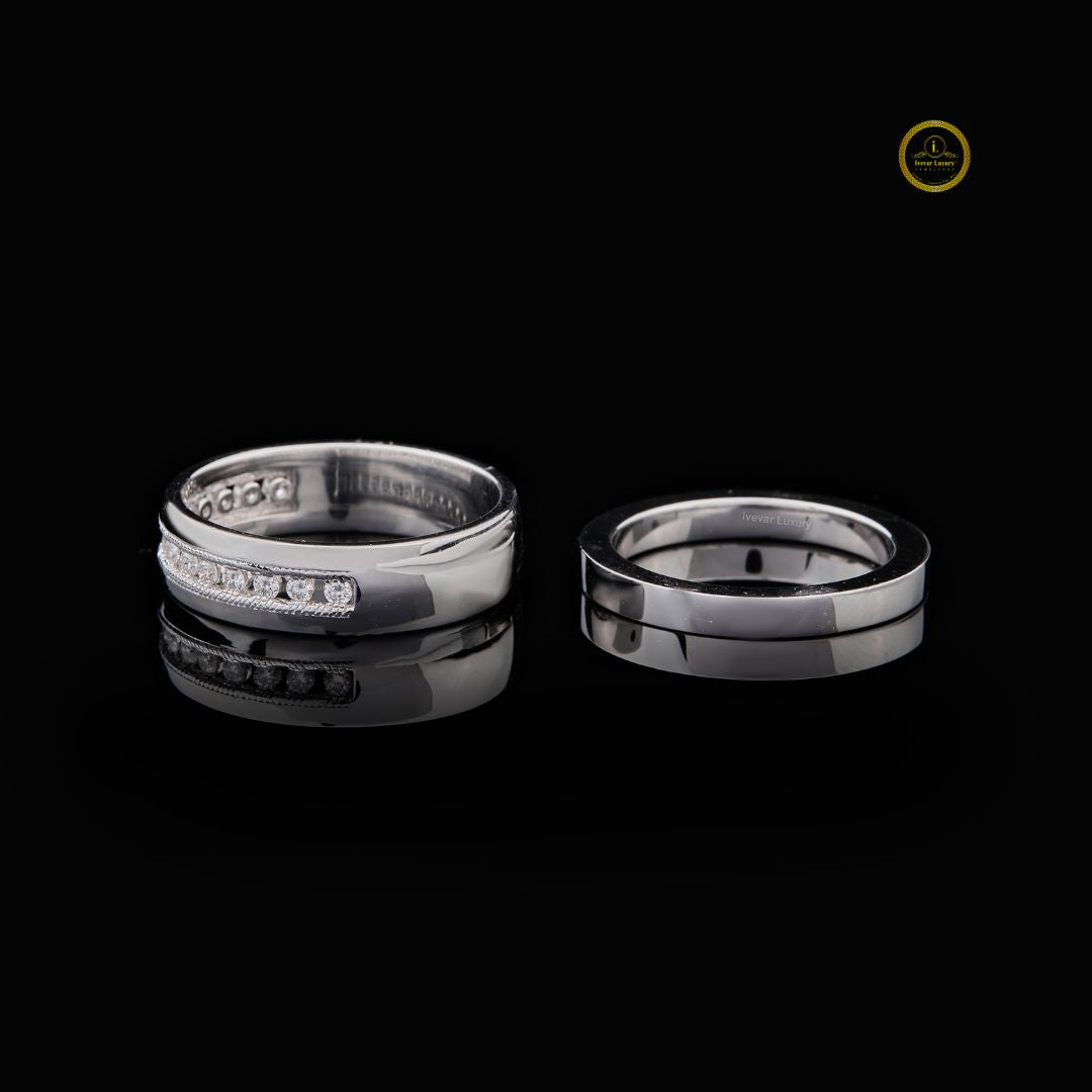 Round Moissanite Diamond Channel Set Wedding Band - View 3