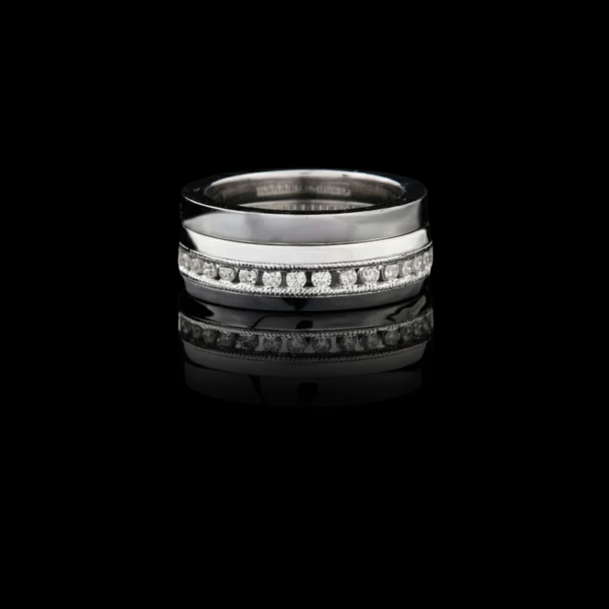 Round Moissanite Diamond Channel Set Wedding Band