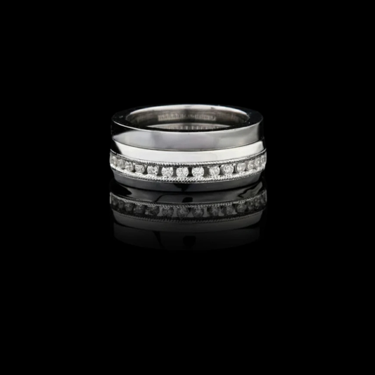 Round Moissanite Diamond Channel Set Wedding Band