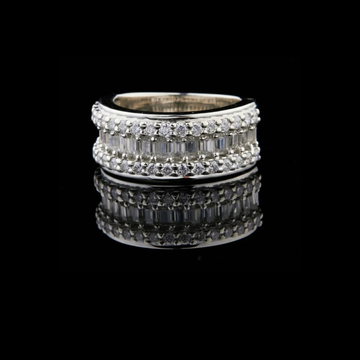 Baguette and Round Moissanite Diamond Wide Eternity Ring Wedding Band