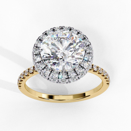 Round brilliant Cut Halo Moissanite Diamond Pave Ring - View 2