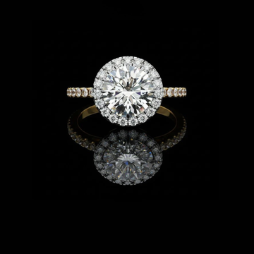 Round brilliant Cut Halo Moissanite Diamond Pave Ring