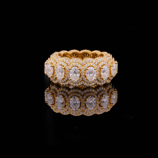Oval Halo Cut Moissanite Diamond Full Eternity Statement Band Ring