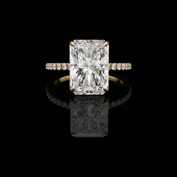 Hidden Halo Elongated Radiant Cut Moissanite Diamond Engagement Ring