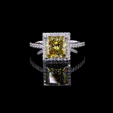 Halo Princess Cut Lab Diamond Ring With Triple Diamond Row