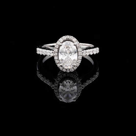 Oval Cut Hidden Halo Moissanite Diamond Ring