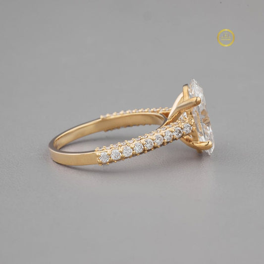 Oval Moissanite Diamond Wedding Ring With Full Pave Band - View 2
