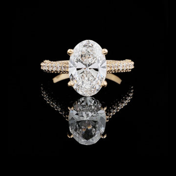Oval Lab Diamond Wedding Ring With Full Pave Band