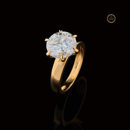 Six Prong Round Moissanite Diamond Solitaire Engagement Ring - View 2