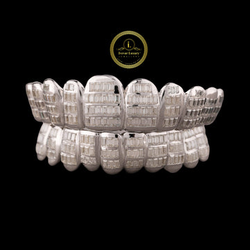 Hip Hop Grillz Jewelry - Custom Baguette Moissanite Diamond Gold/Silver Teeth