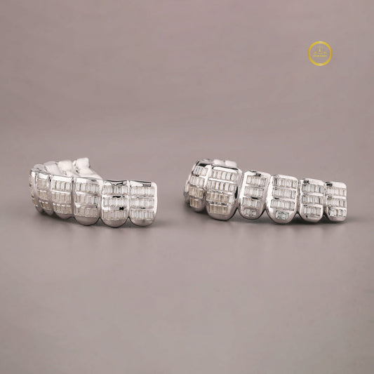 Hip Hop Grillz Jewelry - Custom Baguette Moissanite Diamond Gold/Silver Teeth