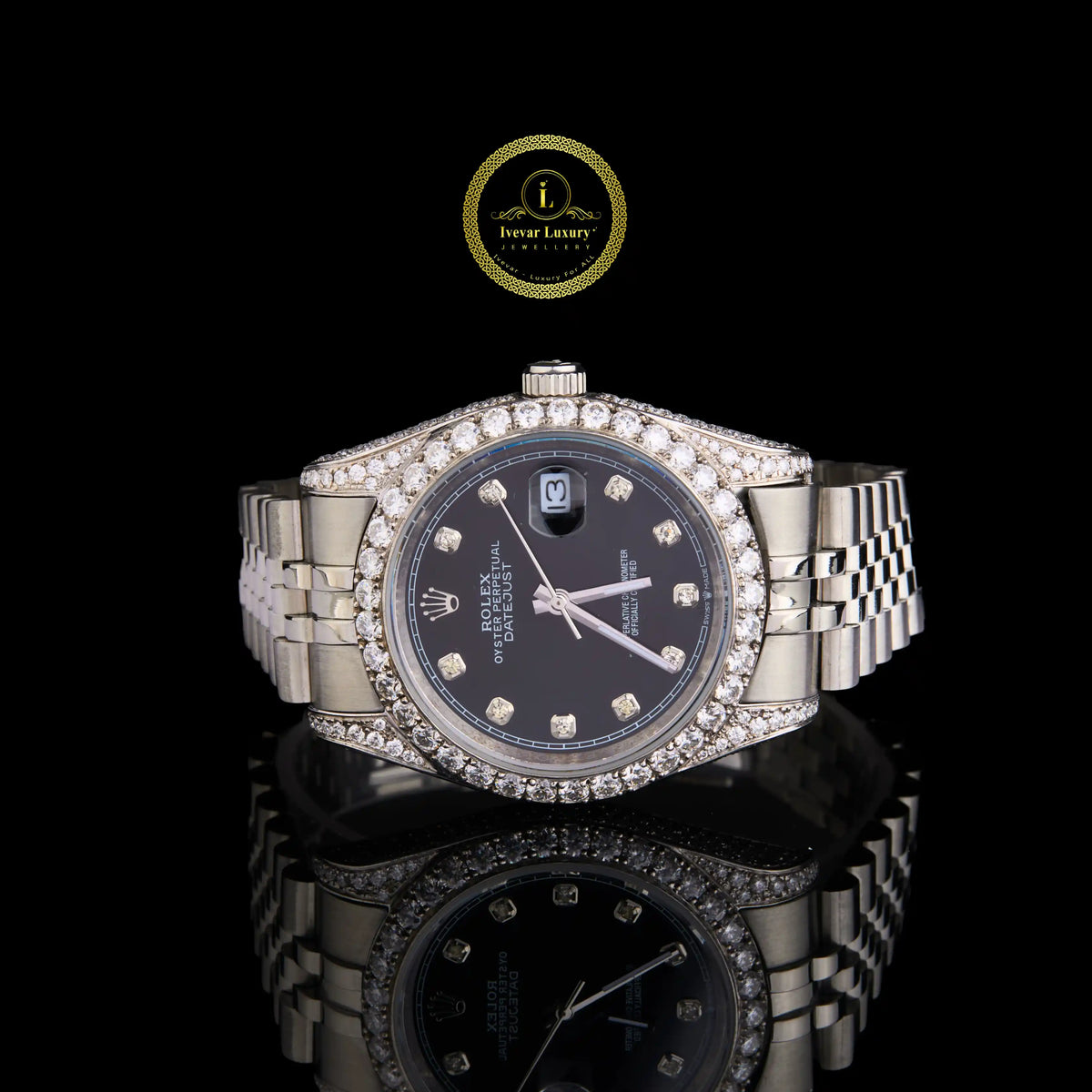 Luxury watch with diamond bezel 