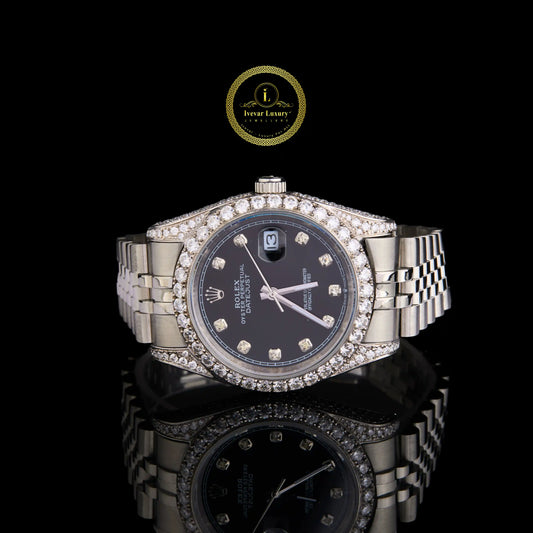 Luxury watch with diamond bezel 