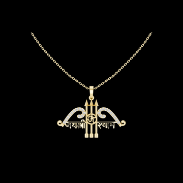 Spiritual Jai Shree Shyam Bow Arrow Om Lab Grown Diamond Pendant