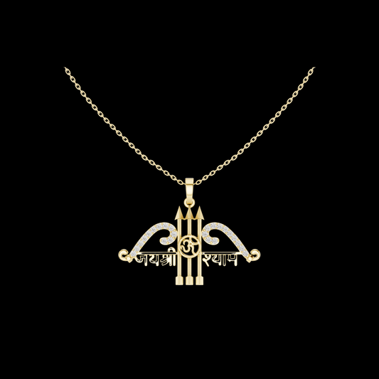 Spiritual Jai Shree Shyam Bow Arrow Om Moissanite Diamond Pendant