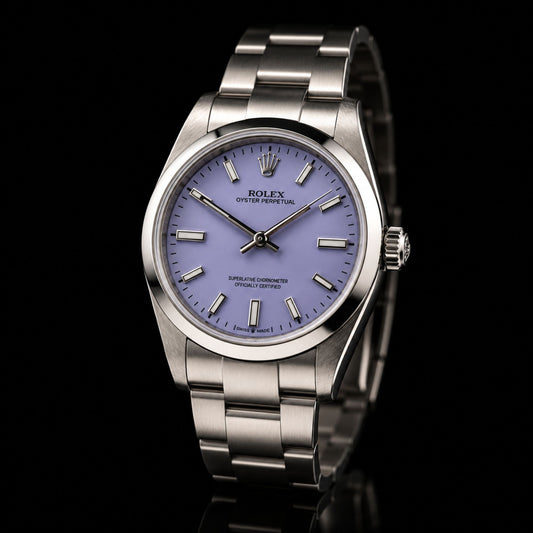Rolex Oyster Perpetual Lavender Dial Stainless Steel Luxury Watch  Swiss Automatic Premium Wristwatch