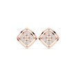 Geometric Cage Round Brilliant Cut Lab Diamond Stud Earrings With Openwork Frame - View 2