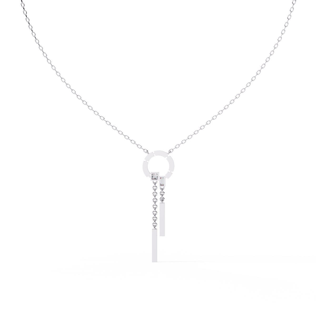 Lab Grown Diamond Circle Drop Bar Pendant Necklace - View 10