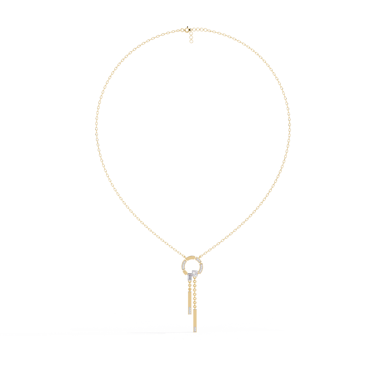Lab Grown Diamond Circle Drop Bar Pendant Necklace - View 2