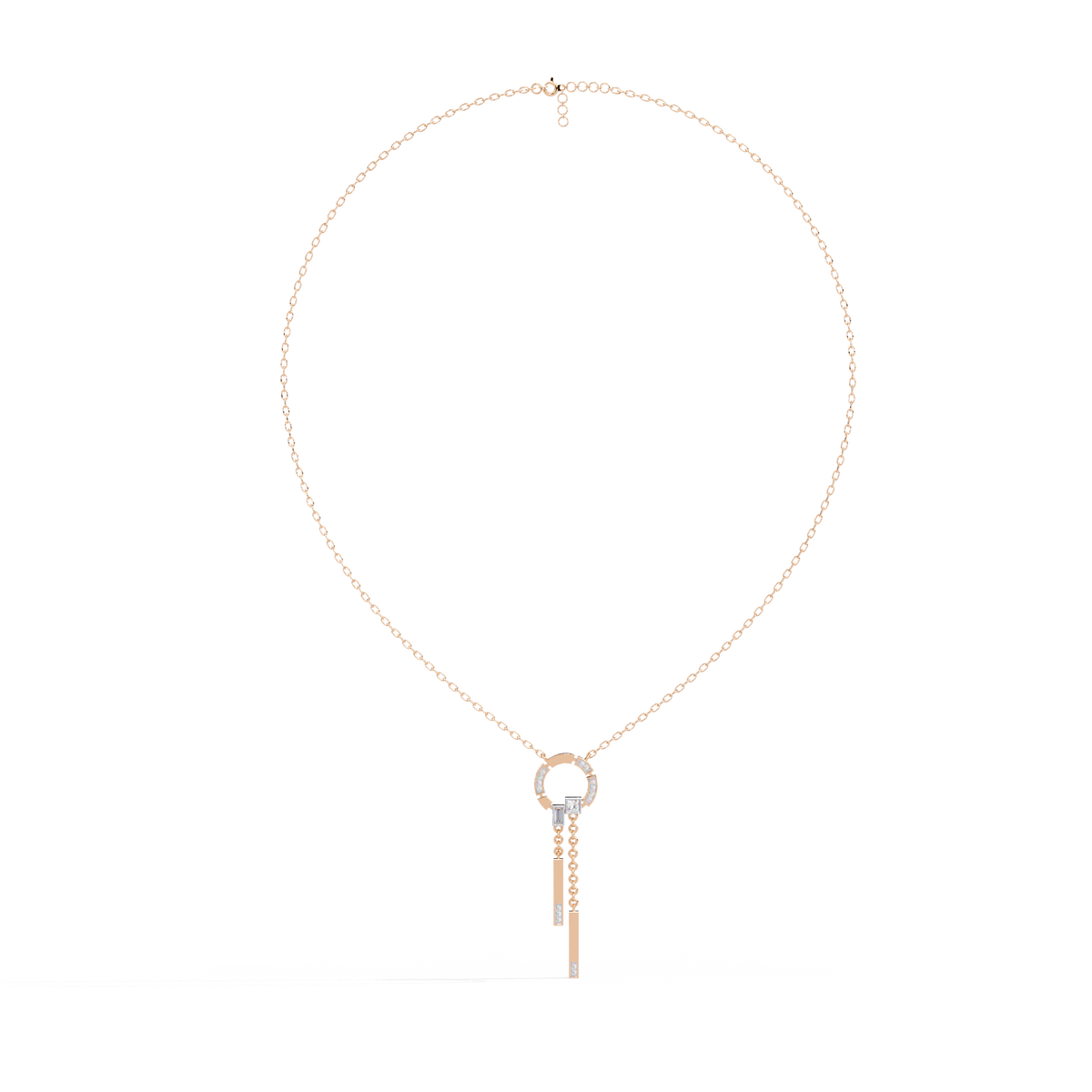 Lab Grown Diamond Circle Drop Bar Pendant Necklace - View 3