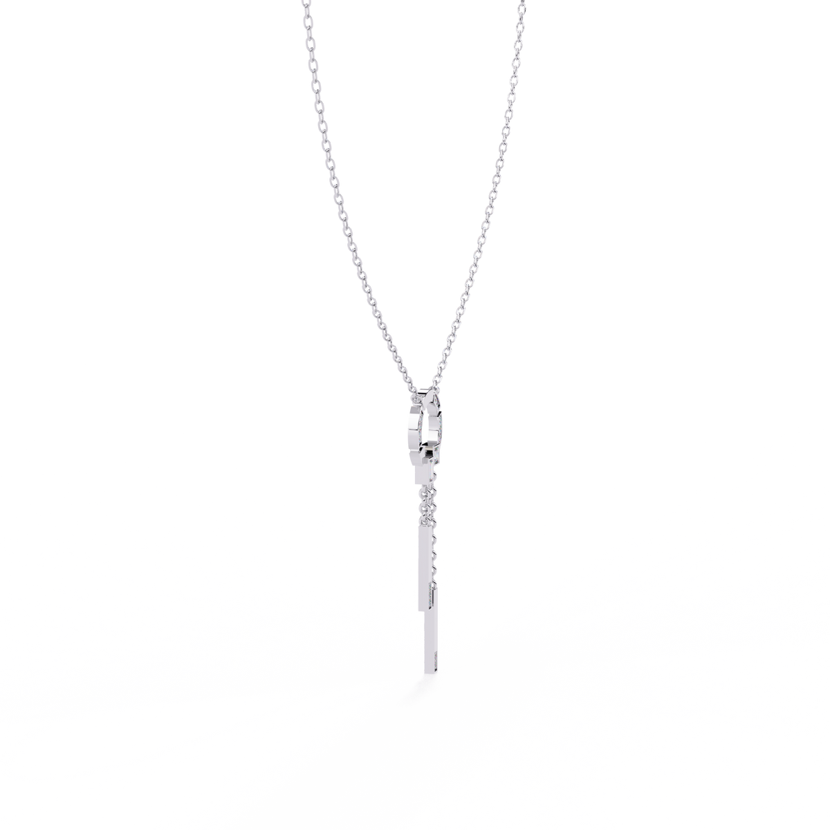 Lab Grown Diamond Circle Drop Bar Pendant Necklace - View 7