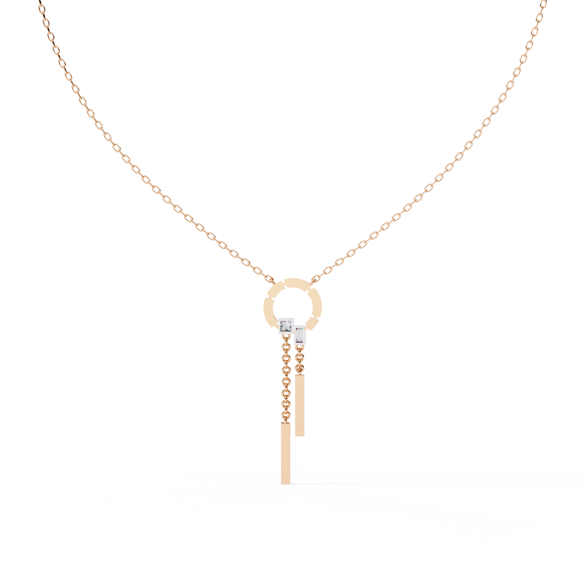 Lab Grown Diamond Circle Drop Bar Pendant Necklace - View 9