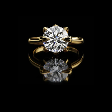 Six Prong Round Cut Lab Diamond Solitaire Engagement Ring