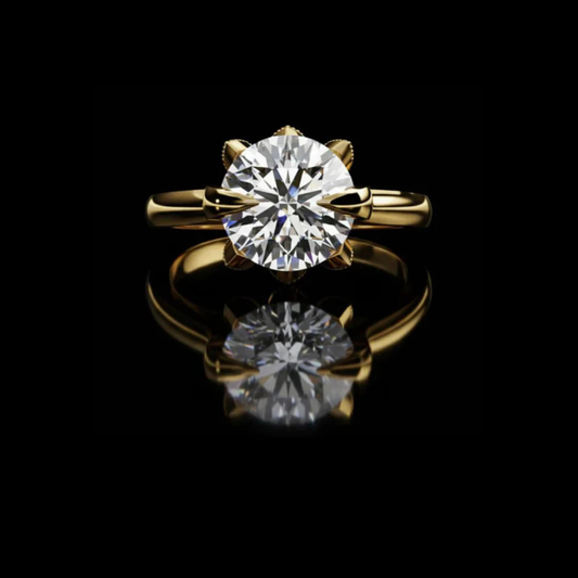 Six Prong Round Cut Lab Diamond Solitaire Engagement Ring