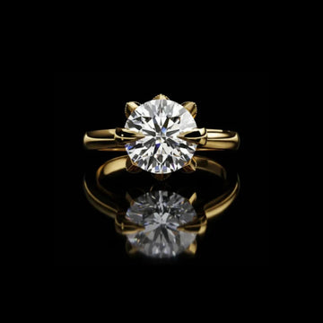 Six Prong Round Cut Moissanite Diamond Solitaire Engagement Ring