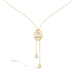 Teardrop Lab Grown Diamond Halo Lariat Pendant Necklace - View 5