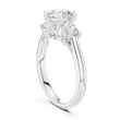 Round Brilliant Cut Three Stone Moissanite Diamond Engagement Ring with Side Stones - View 7