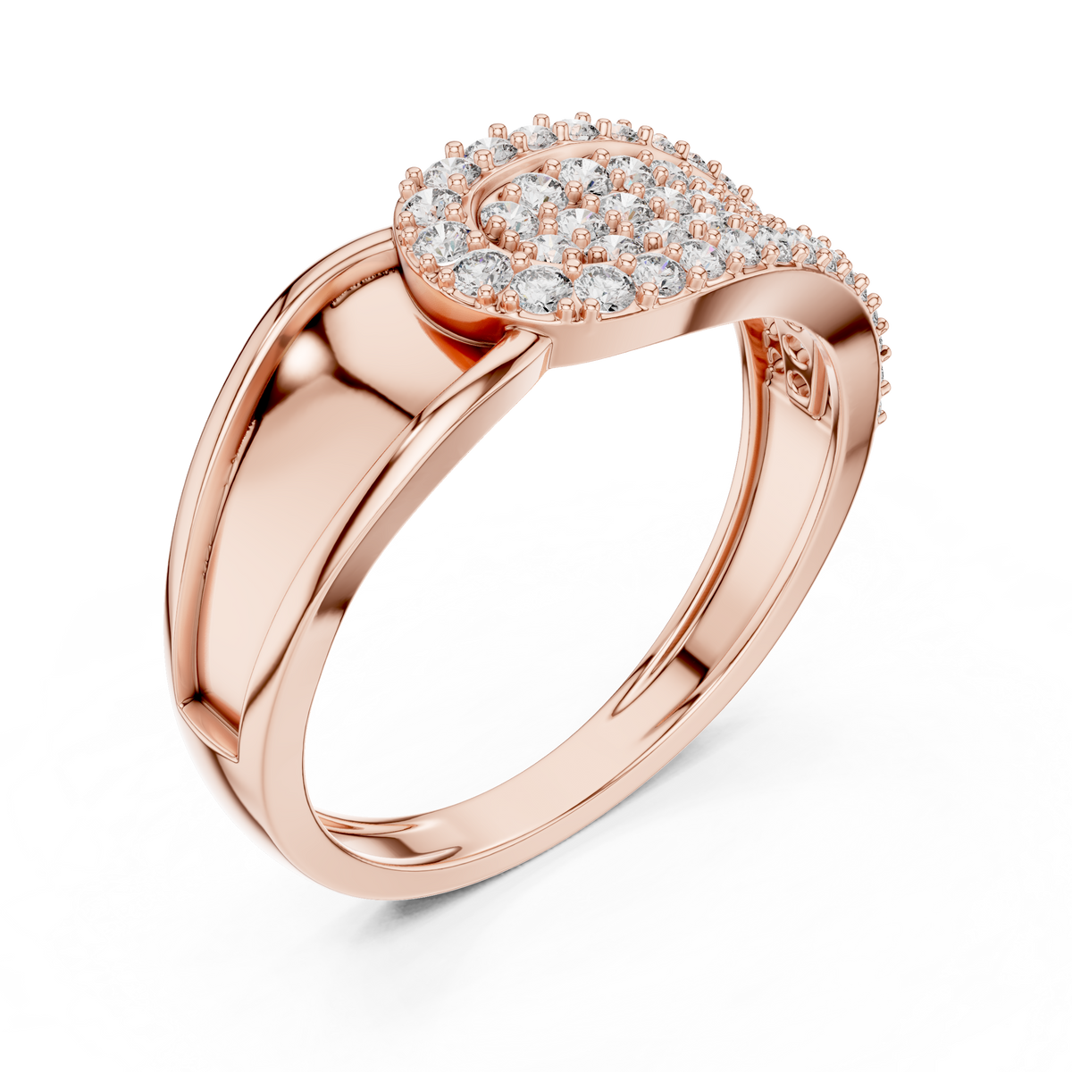 Round Cut Lab Grown Diamond Men's Oval Shield Pave Accent Wedding Ring - View 5