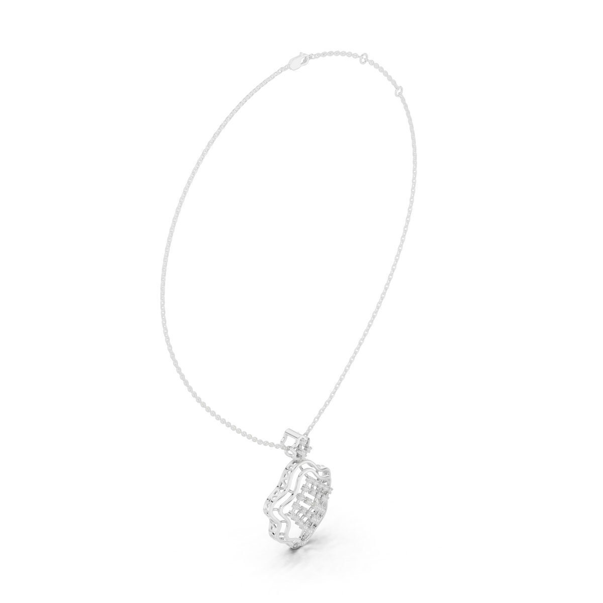 Openwork Quatrefoil Lab Grown Diamond Pattern Necklace - View 9