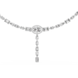 Halo Oval Lab Grown Diamond Y Necklace with Mixed Cut Drop Pendant - View 7