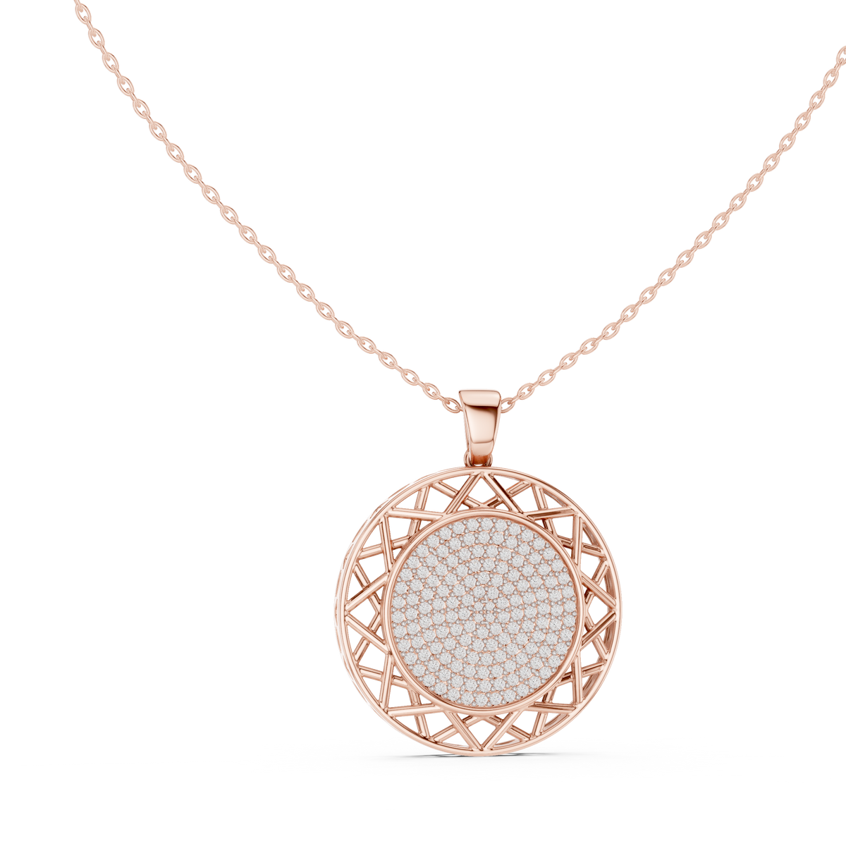Circular Medallion Pendant with Cluster Round Lab Grown Diamond - View 2