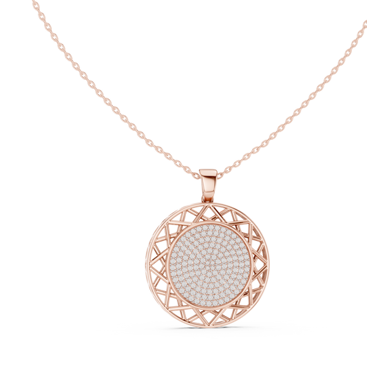 Circular Medallion Pendant with Cluster Round Moissanite Diamond - View 2